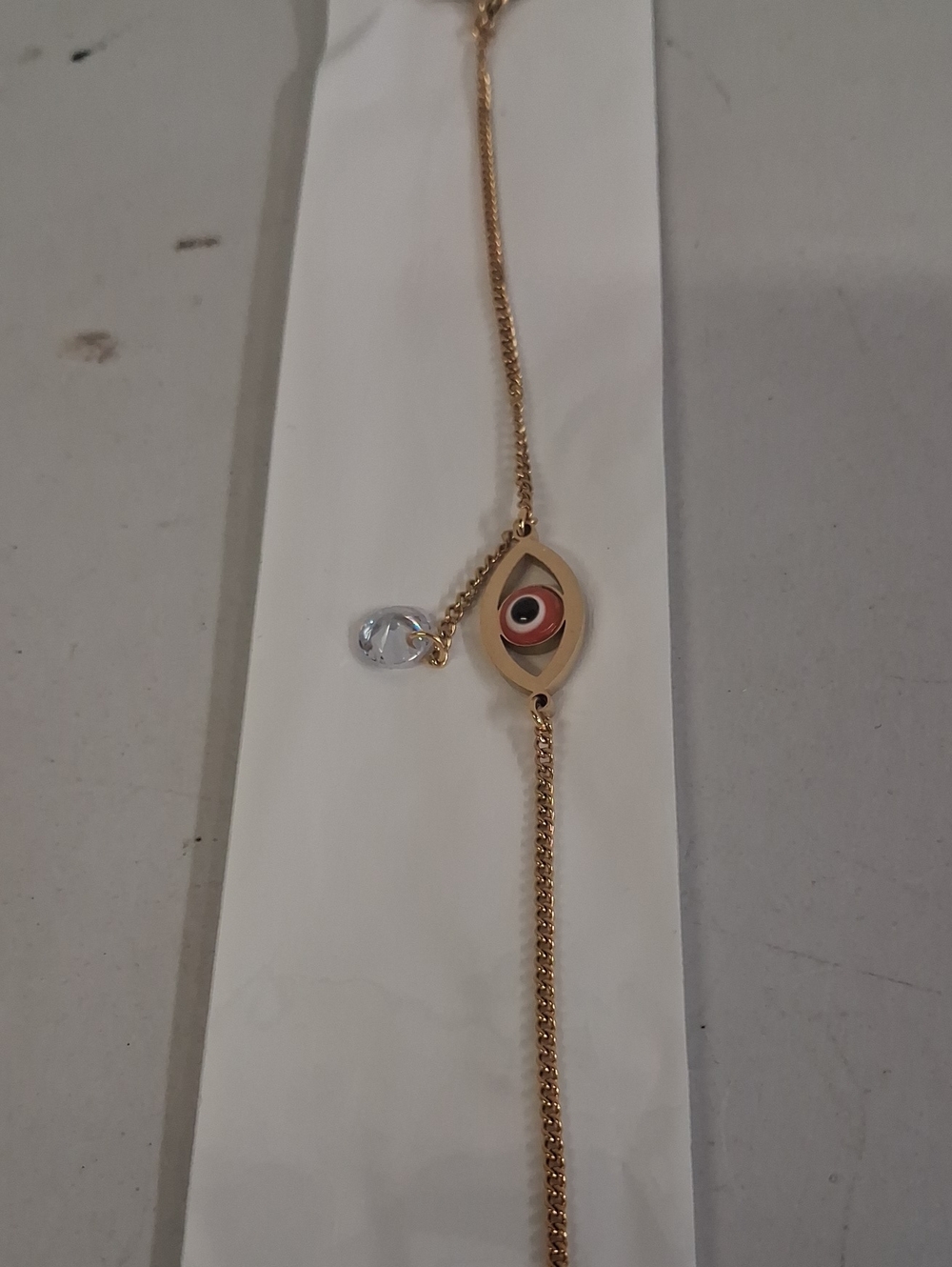 NWT Gold Evil Eye Chain Bracelet with Red Accent